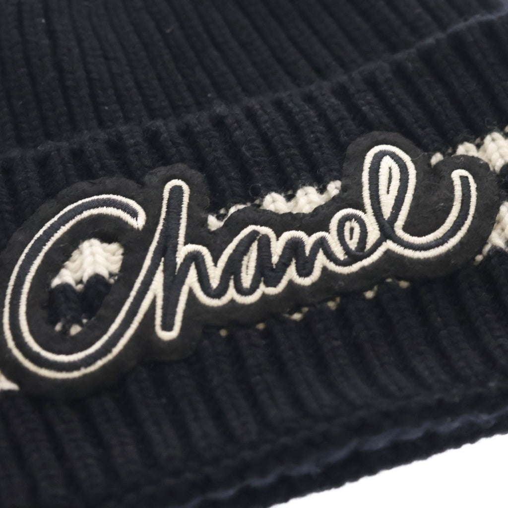 CHANEL(シャネル) 24B AW ロゴワッペンカシミヤビーニー ニットキャップ AAA410 B17819 ブラック