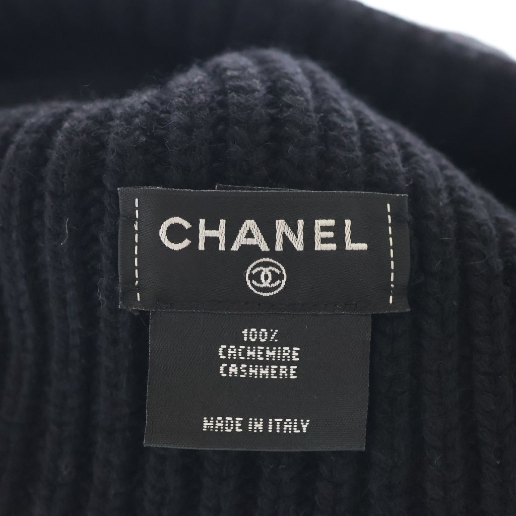 CHANEL(シャネル) 24B AW ロゴワッペンカシミヤビーニー ニットキャップ AAA410 B17819 ブラック