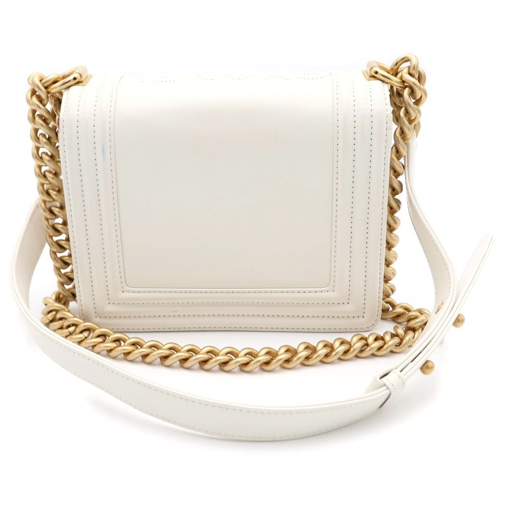 CHANEL(シャネル) ボーイシャネル ラムスキン チェーンショルダーバッグ ゴールド金具 ホワイト AS3018 レディース