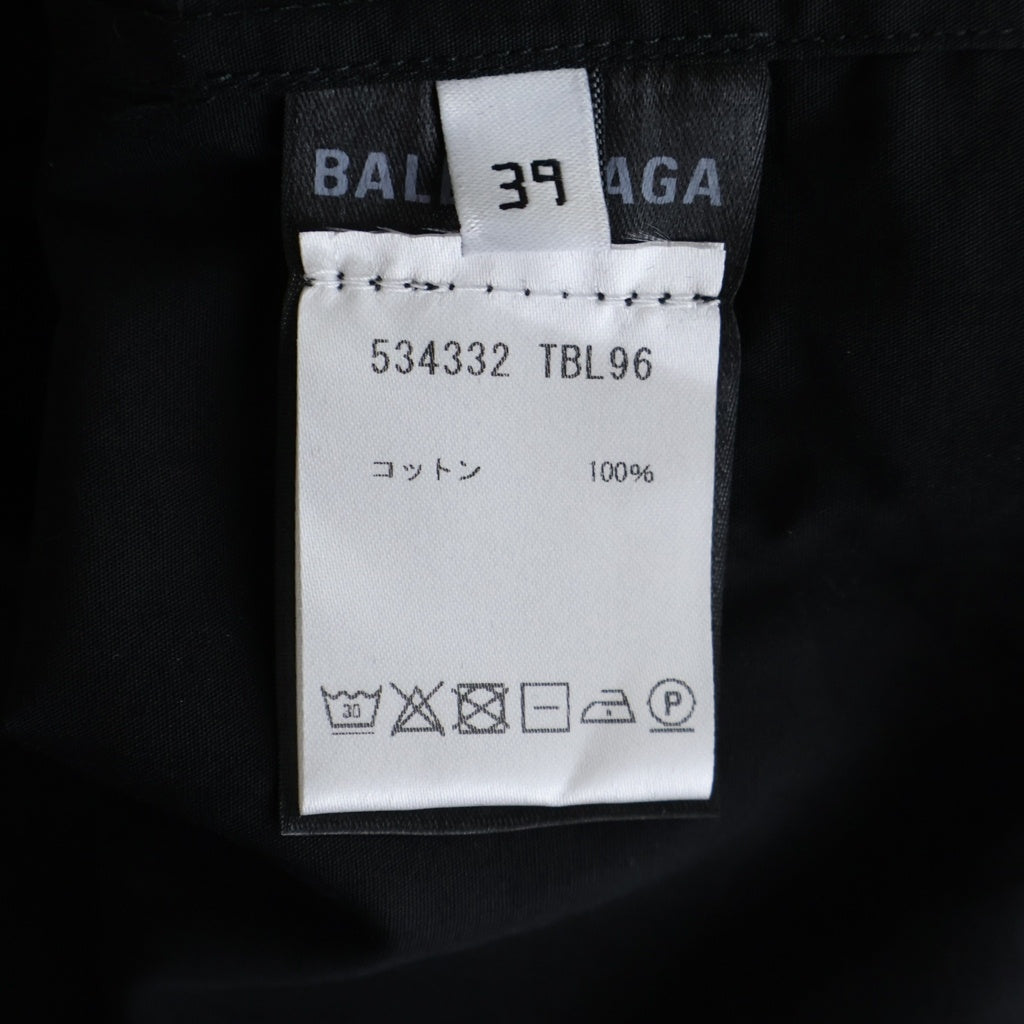 BALENCIAGA(バレンシアガ) 19SS オールオーバーロゴボタンダウン半袖シャツ 534332 TBL96 ブラック