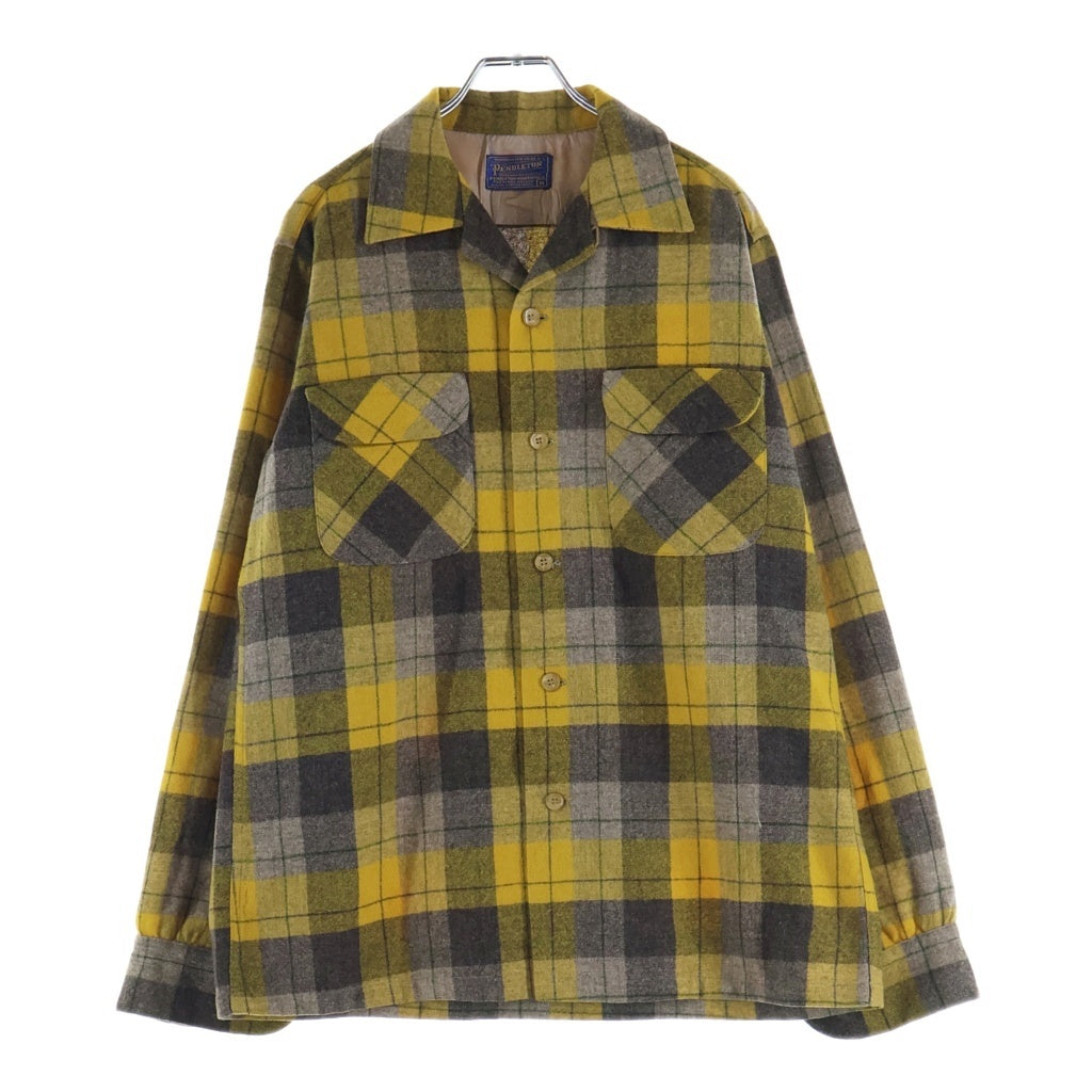 PENDLETON(ペンドルトン) 50S VINTAGE ヴィンテージ USA製 チェック ウールフランネル 長袖シャツ グレー/ブルー