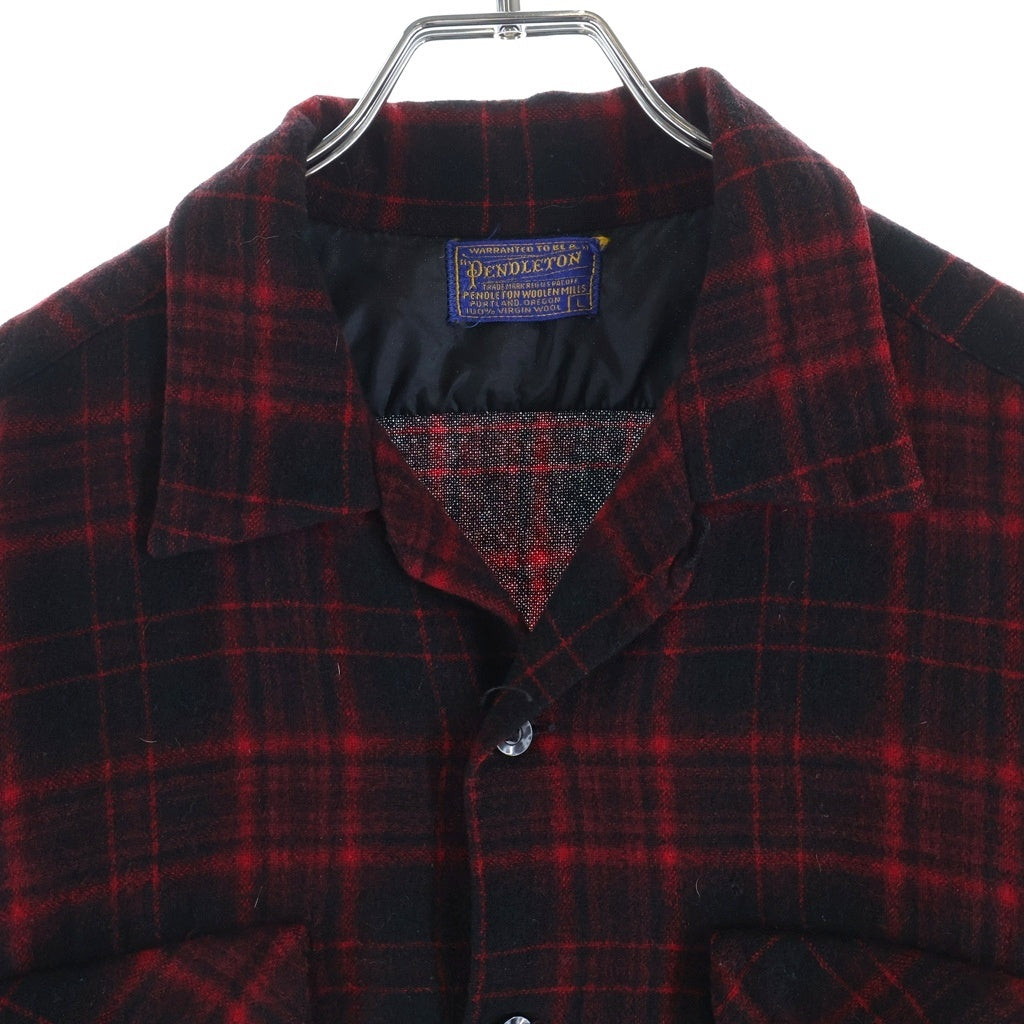 PENDLETON(ペンドルトン) 50S VINTAGE ヴィンテージ USA製 オンブレチェック ウールフランネル 長袖シャツ レッド