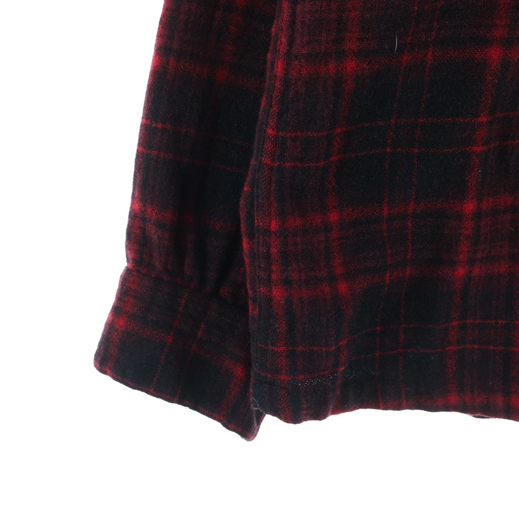 PENDLETON(ペンドルトン) 50S VINTAGE ヴィンテージ USA製 オンブレチェック ウールフランネル 長袖シャツ レッド