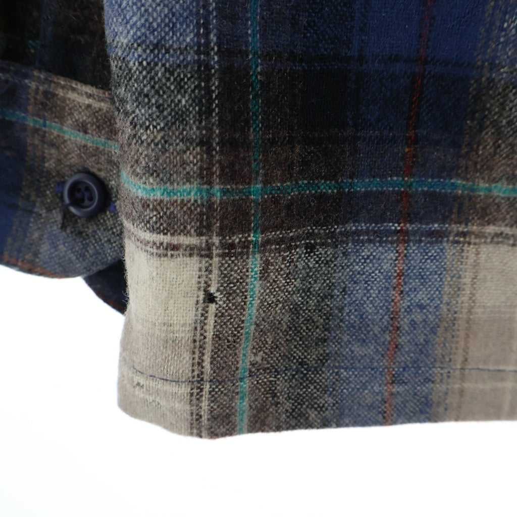 PENDLETON(ペンドルトン) 70S VINTAGE ヴィンテージ USA製 チェック ウールフランネル 長袖シャツ グレー/ブルー