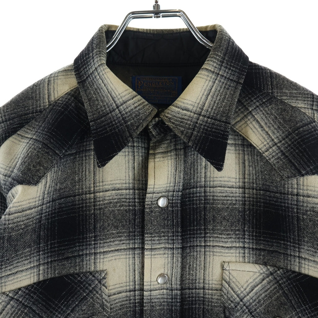 PENDLETON(ペンドルトン) 70S VINTAGE ヴィンテージ USA製 ウエスタン ウール 長袖シャツ ブラック/ホワイト