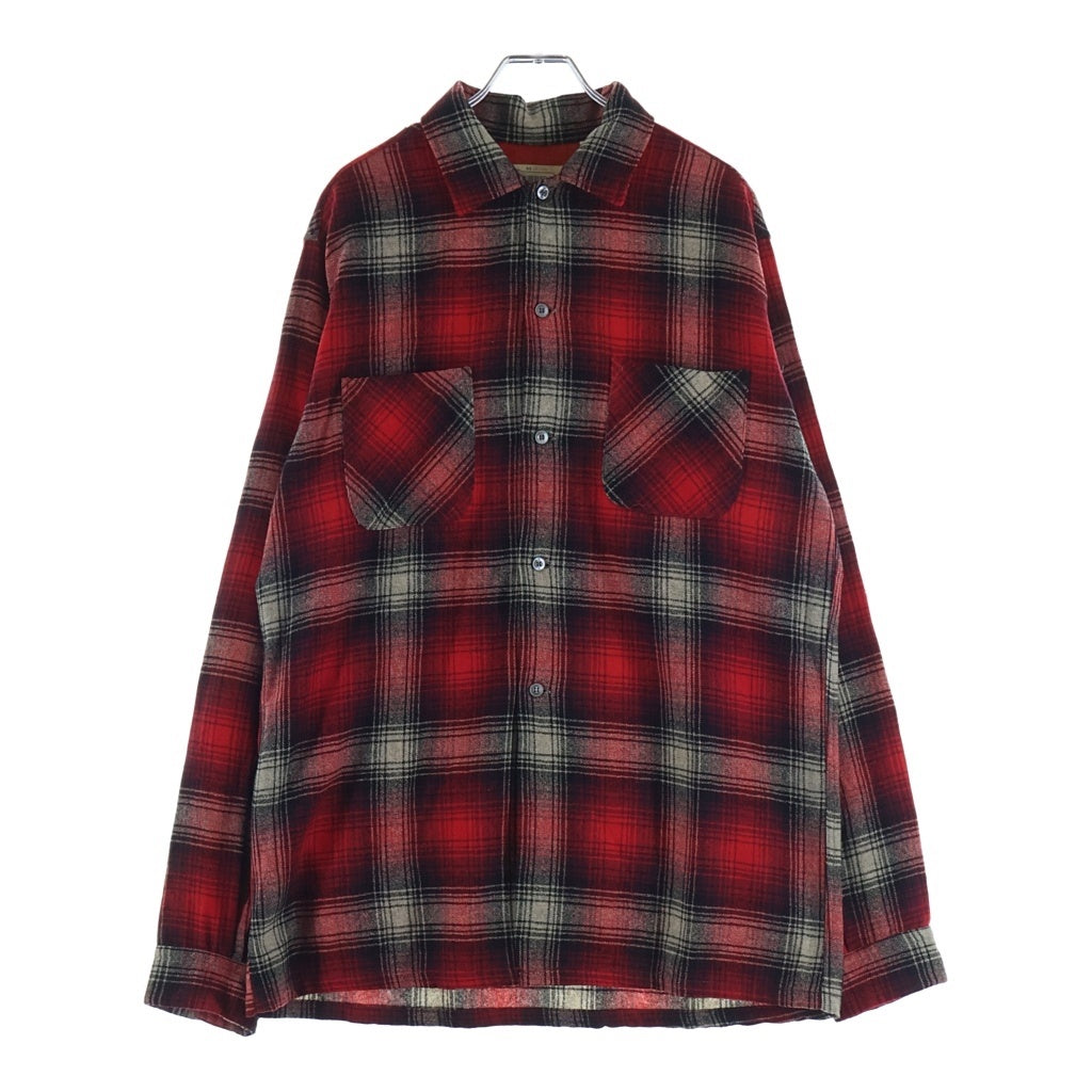 VINTAGE(ヴィンテージ) 60S VINTAGE BRENT ヴィンテージ ウール チェック 長袖シャツ ブラック/レッド