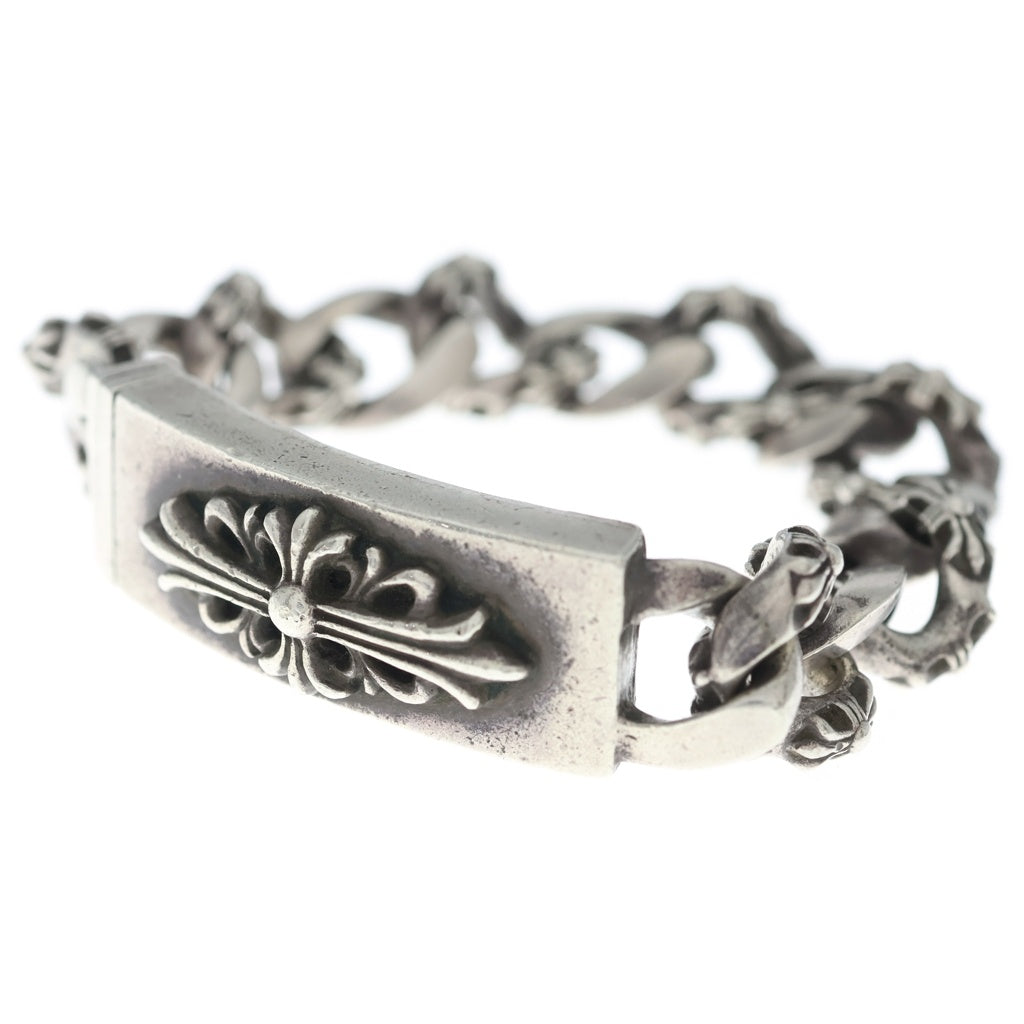 CHROME HEARTS(クロムハーツ) ID FLORAL CRS フローラルクロスIDファンシーリンク ブレスレット 13LINK シルバー BCA166