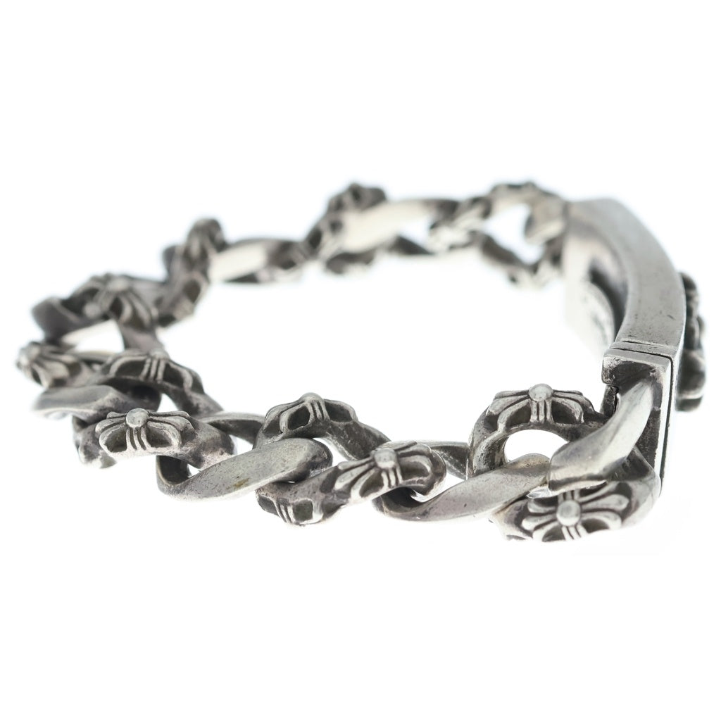 CHROME HEARTS(クロムハーツ) ID FLORAL CRS フローラルクロスIDファンシーリンク ブレスレット 13LINK シルバー BCA166