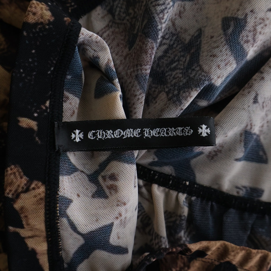 CHROME HEARTS(クロムハーツ) SHEER MESH TUBE TOP クロス総柄シアーメッシュチューブトップ レディース ブラウン