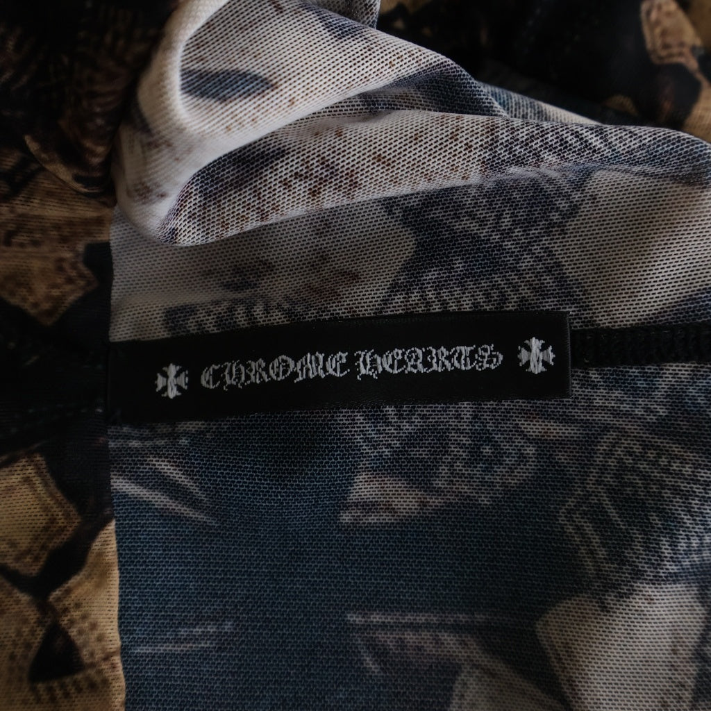CHROME HEARTS(クロムハーツ) SHEER MESH DIMPLE クロス総柄シアーメッシュロングパンツ レディース ブラウン
