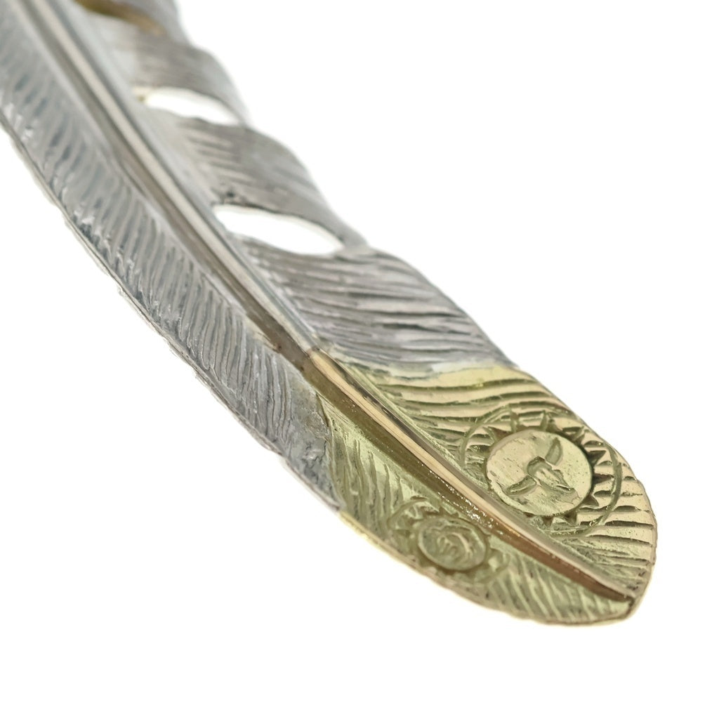 TADY & KING(タディアンドキング) 特大ハートK18フェザー剣先K18金縄ターコイズ 左向き ネックレストップ シルバー/ゴールド