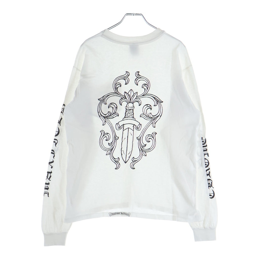 CHROME HEARTS(クロムハーツ) OLD MAXFIELD LOS Dagger L/S TEE オールド マックスフィールド ダガー 袖ロゴ ロングスリーブ 長袖Tシャツ カットソー ホワイト