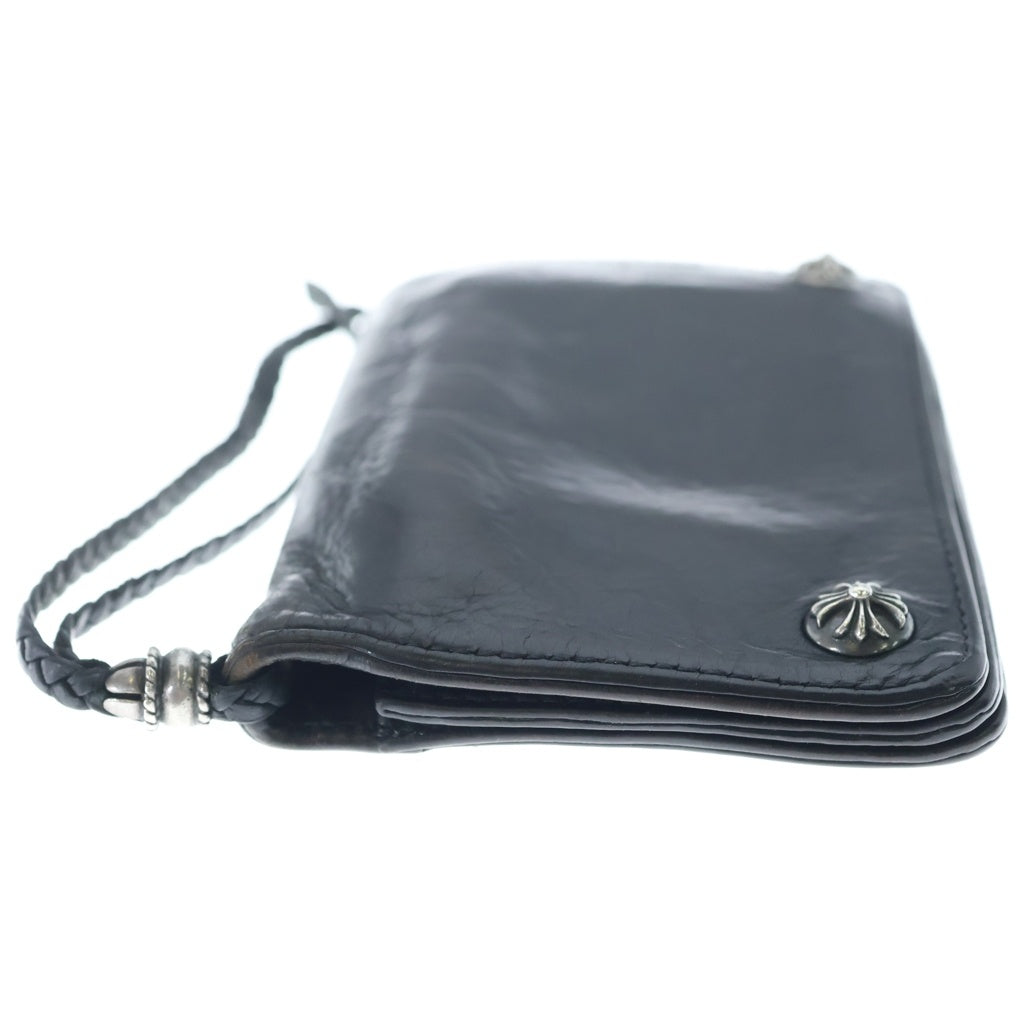 CHROME HEARTS(クロムハーツ) 2ZIP STRAP 2ジップストラップ クロスボールボタンレザーウォレット 財布 ブラック