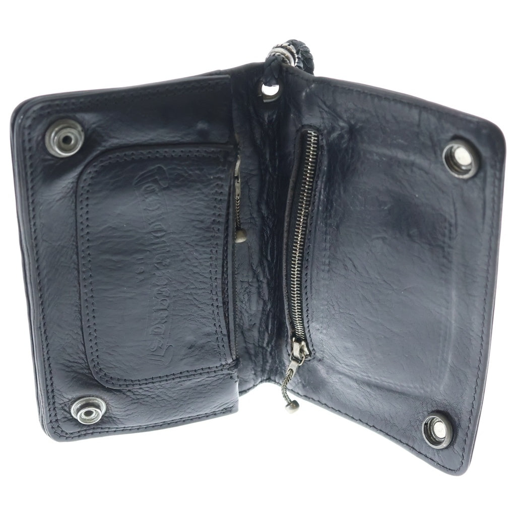 CHROME HEARTS(クロムハーツ) 2ZIP STRAP 2ジップストラップ クロスボールボタンレザーウォレット 財布 ブラック