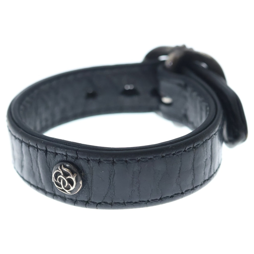 CHROME HEARTS(クロムハーツ) GUNSLINGER ガンスリンガー フローラルボール レザーブレスレット ブラック/シルバー BCA146