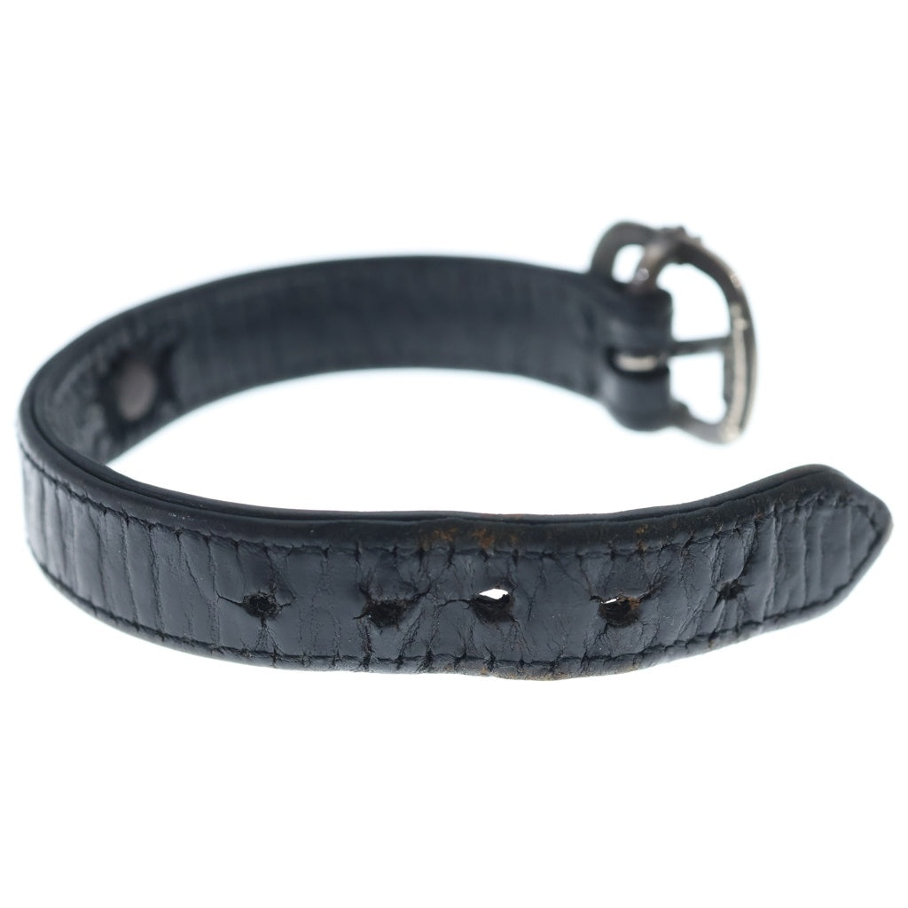 CHROME HEARTS(クロムハーツ) GUNSLINGER ガンスリンガー フローラルボール レザーブレスレット ブラック/シルバー BCA146