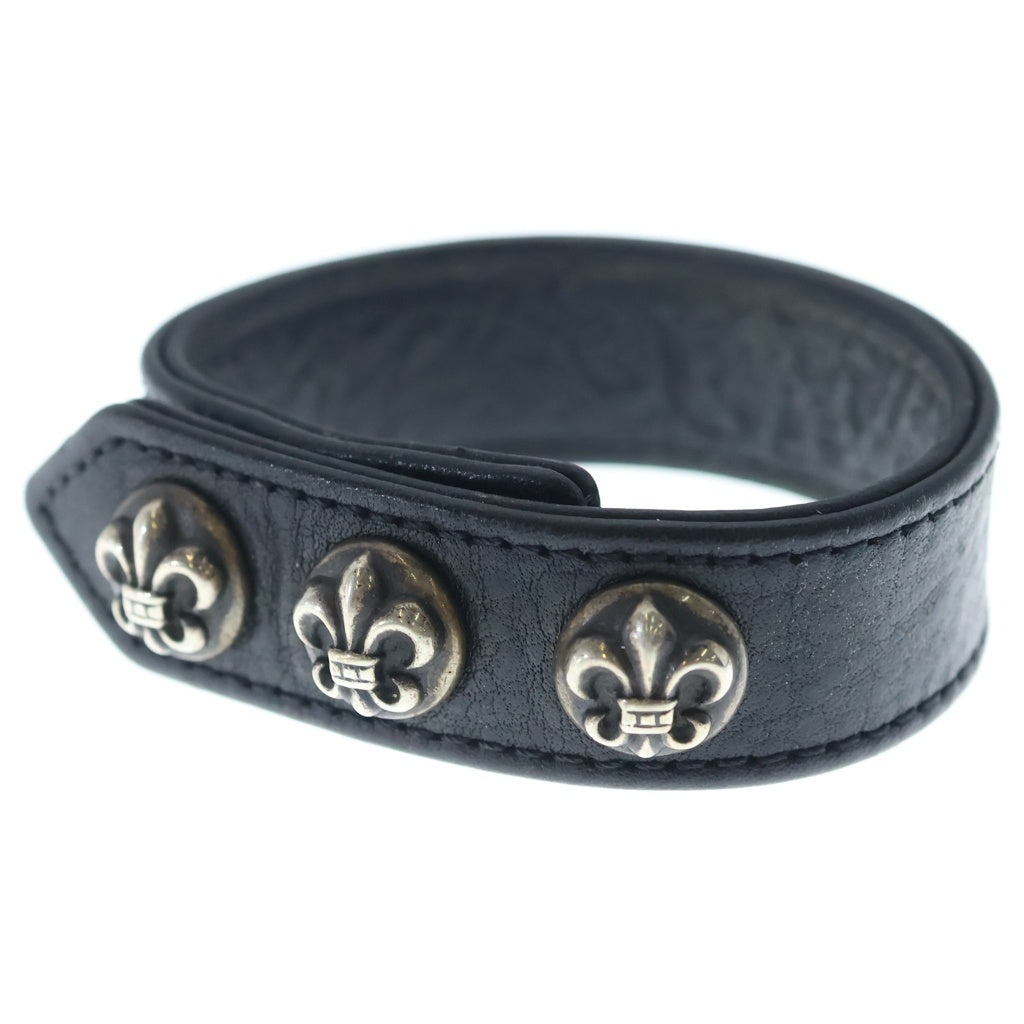 CHROME HEARTS(クロムハーツ) 3BTN 2SNP BSフレアボール 3ボタン2スナップ レザーブレスレット ブラック/シルバー