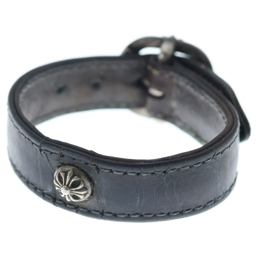 CHROME HEARTS(クロムハーツ) GUNSLINGER ガンスリンガー クロスボール レザーブレスレット ブラウン/シルバー BCA146