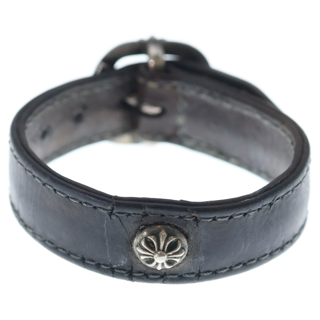 CHROME HEARTS(クロムハーツ) GUNSLINGER ガンスリンガー クロスボール レザーブレスレット ブラウン/シルバー BCA146