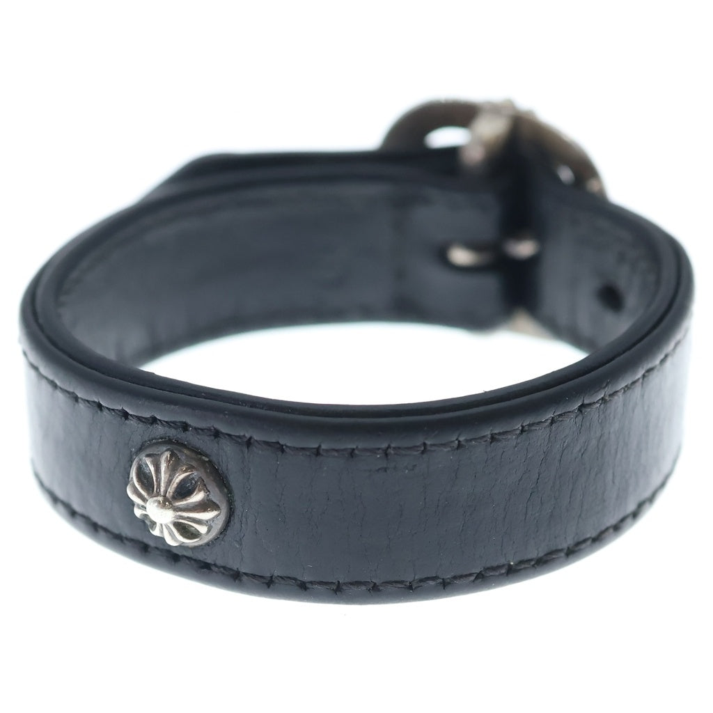 CHROME HEARTS(クロムハーツ) GUNSLINGER ガンスリンガー クロスボール レザーブレスレット ブラック/シルバー BCA146