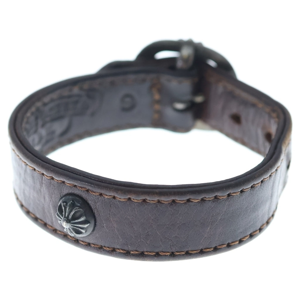 CHROME HEARTS(クロムハーツ) GUNSLINGER ガンスリンガー クロスボール レザーブレスレット ブラウン/シルバー BCA146