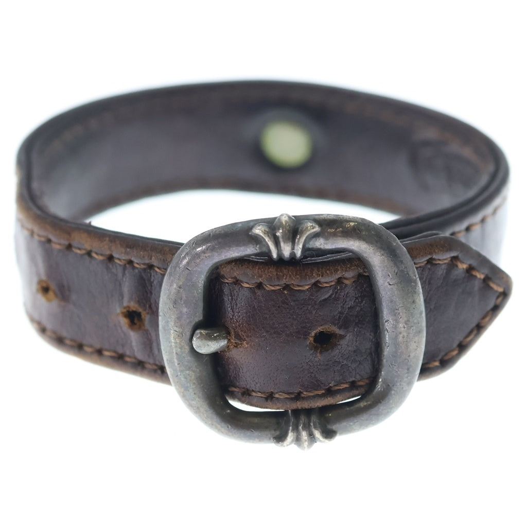 CHROME HEARTS(クロムハーツ) GUNSLINGER ガンスリンガー クロスボール レザーブレスレット ブラウン/シルバー BCA146