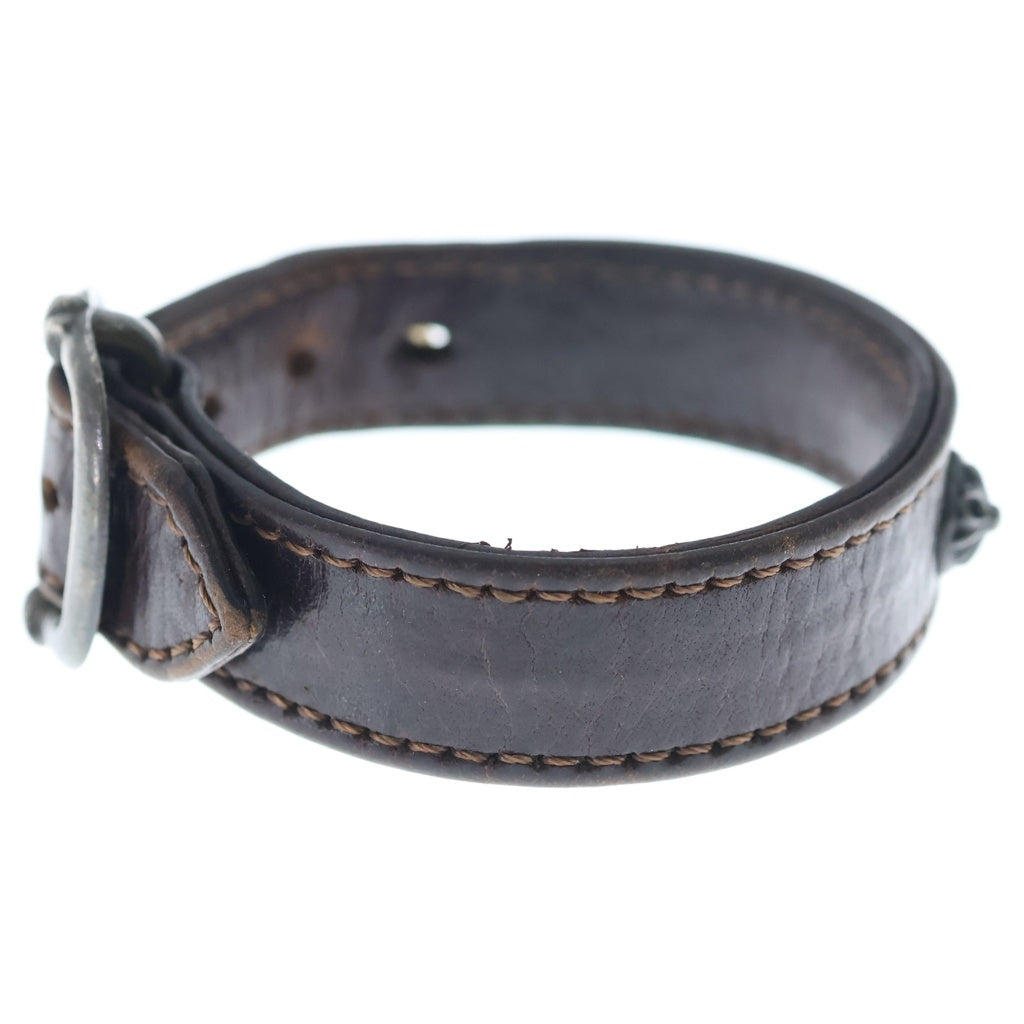 CHROME HEARTS(クロムハーツ) GUNSLINGER ガンスリンガー クロスボール レザーブレスレット ブラウン/シルバー BCA146