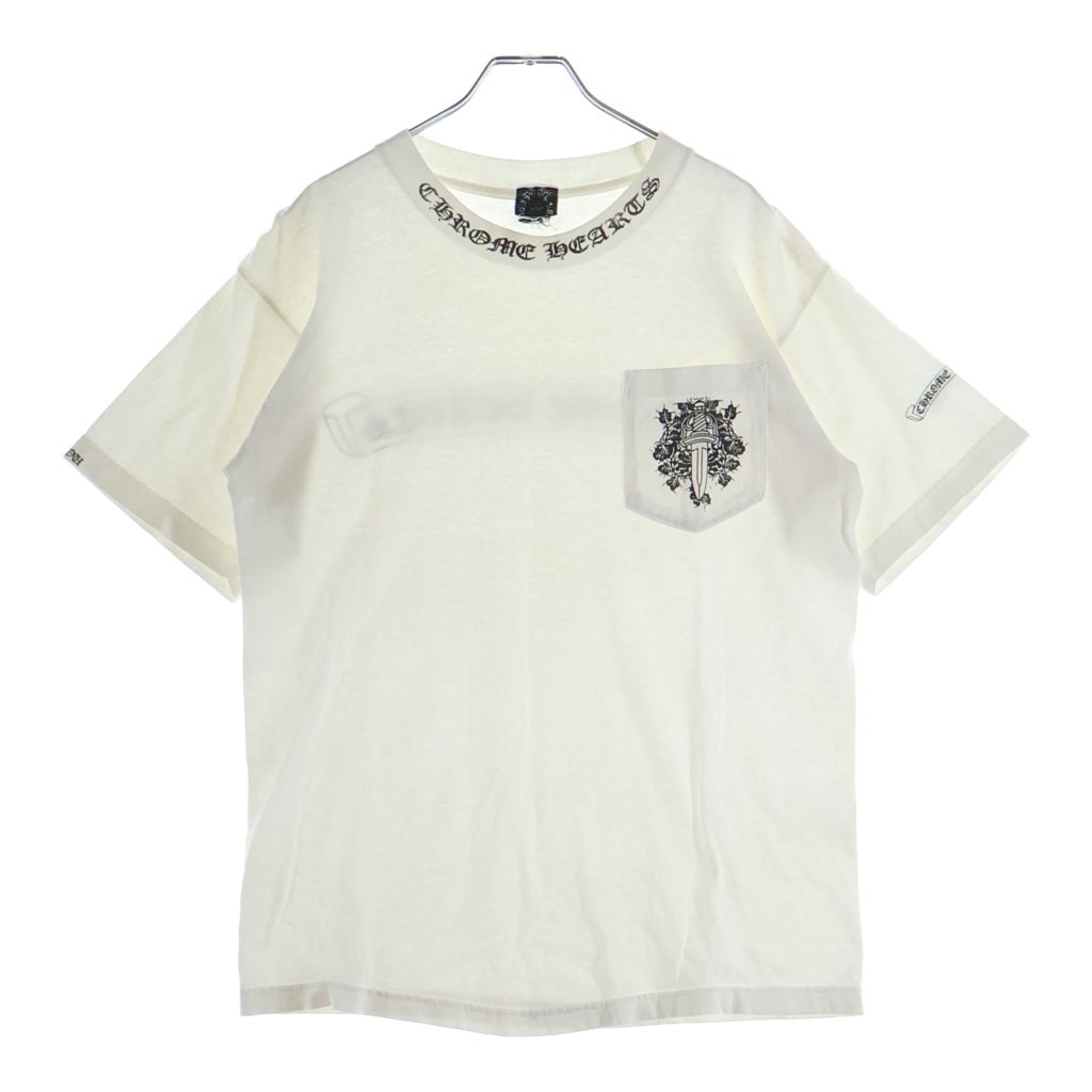 CHROME HEARTS(クロムハーツ) OLD オールド ネックロゴヴァインダガー バックスクロールラベルプリント半袖Tシャツ カットソー ホワイト