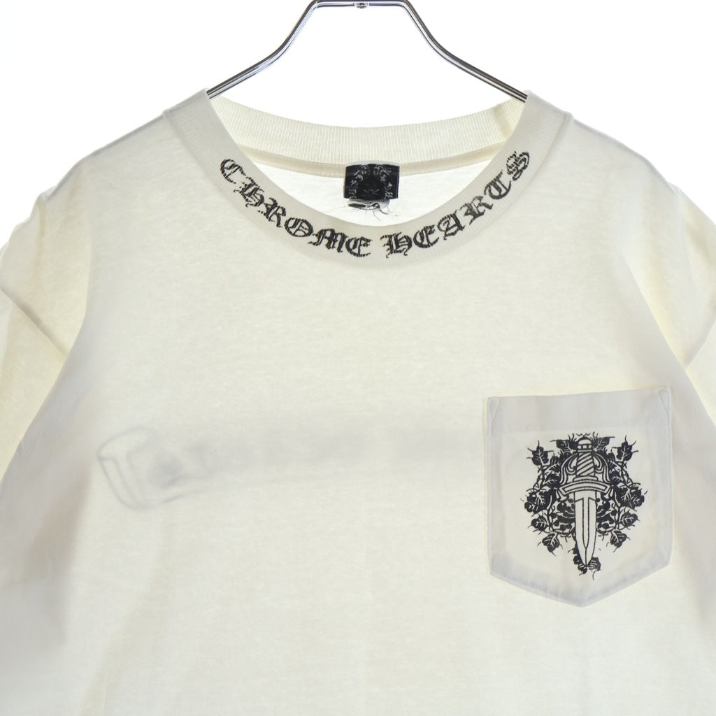 CHROME HEARTS(クロムハーツ) OLD オールド ネックロゴヴァインダガー バックスクロールラベルプリント半袖Tシャツ カットソー ホワイト