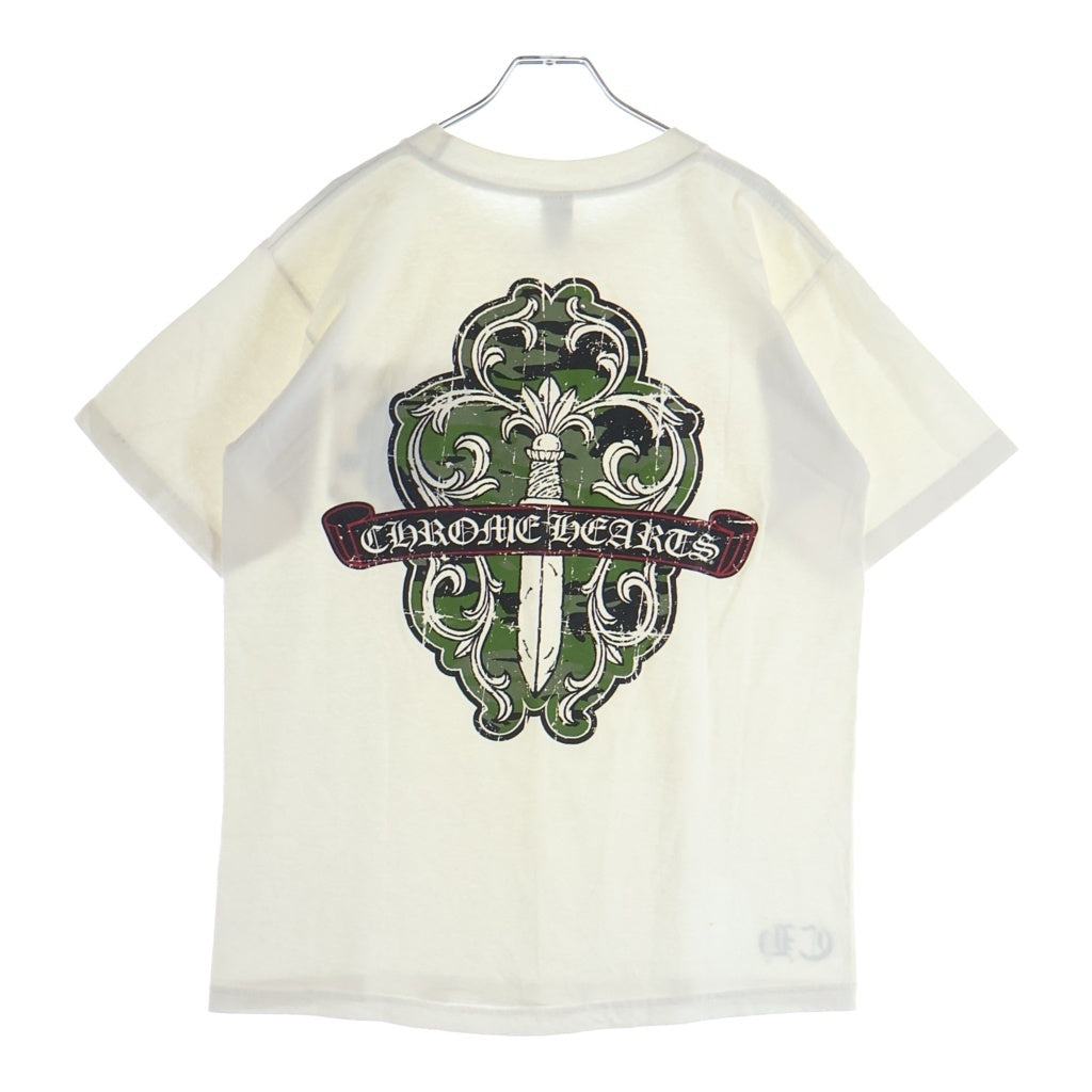CHROME HEARTS(クロムハーツ) OLD オールド バックヴァインダガーカモフラプリント半袖Tシャツ カットソー ホワイト/グリーン