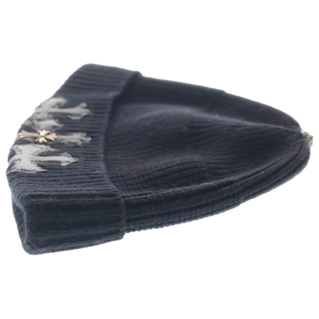 CHROME HEARTS(クロムハーツ) BEANIE BAIT & TACKLE 3セメタリーパッチCHクロス装飾ビーニーニットキャップ 帽子 ブラック/シルバー
