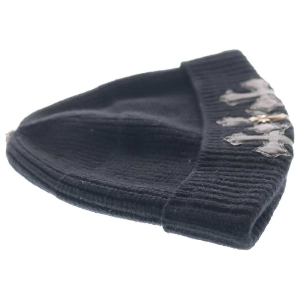 CHROME HEARTS(クロムハーツ) BEANIE BAIT & TACKLE 3セメタリーパッチCHクロス装飾ビーニーニットキャップ 帽子 ブラック/シルバー