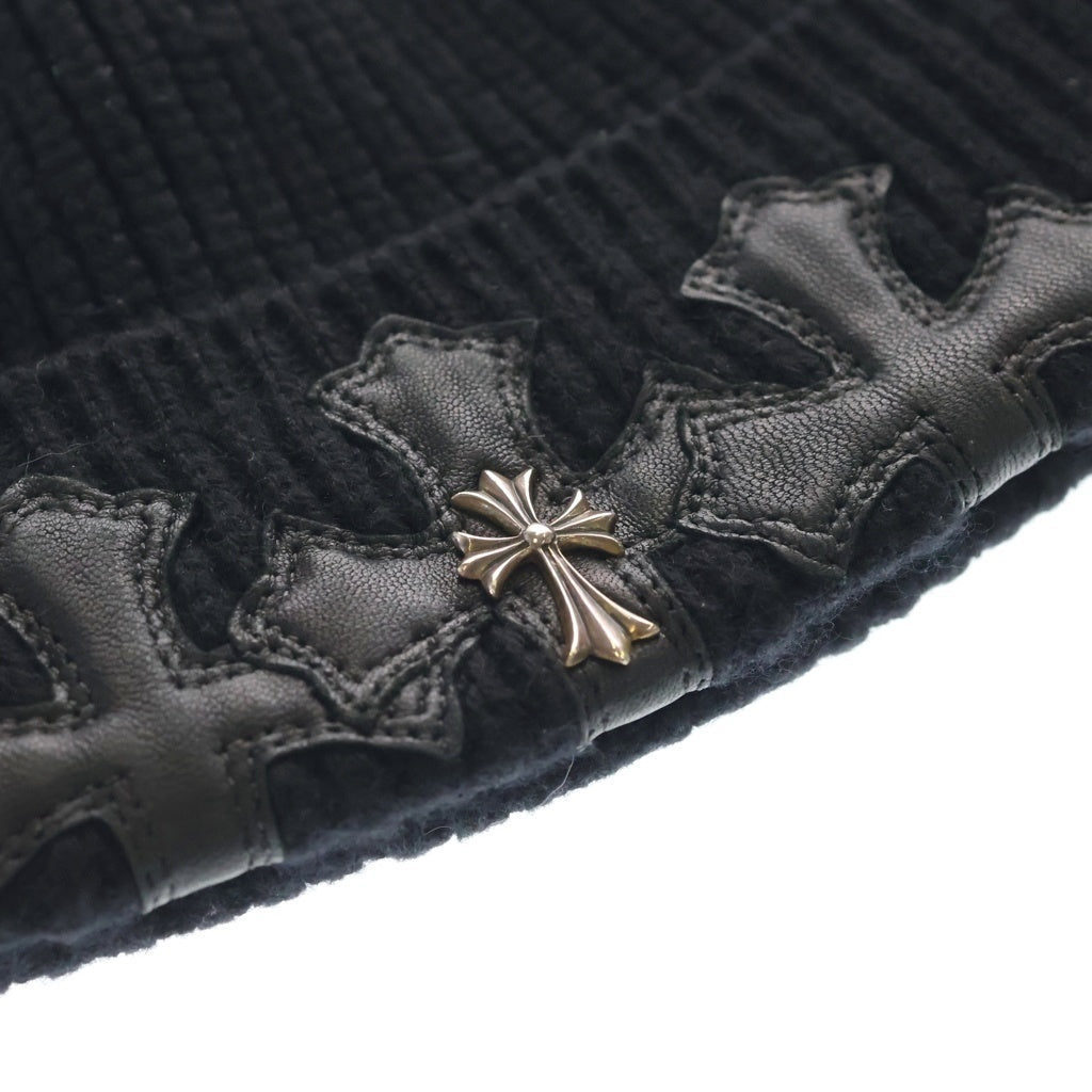 CHROME HEARTS(クロムハーツ) BEANIE BAIT & TACKLE 3セメタリーパッチCHクロス装飾ビーニーニットキャップ 帽子 ブラック/シルバー