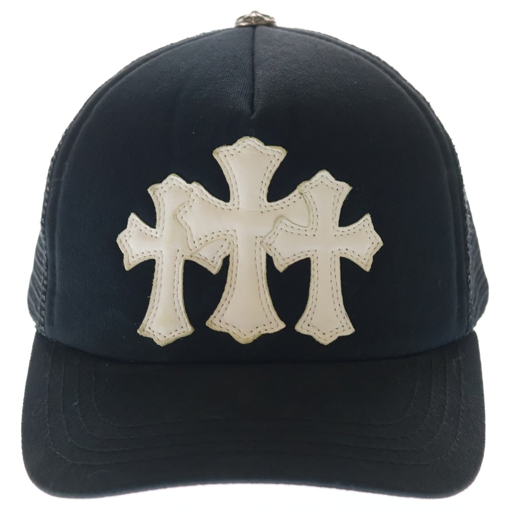 CHROME HEARTS(クロムハーツ) TRUCKER CAP トラッカーキャップ 3セメタリーレザーパッチメッシュキャップ 帽子 ブラック/ホワイト
