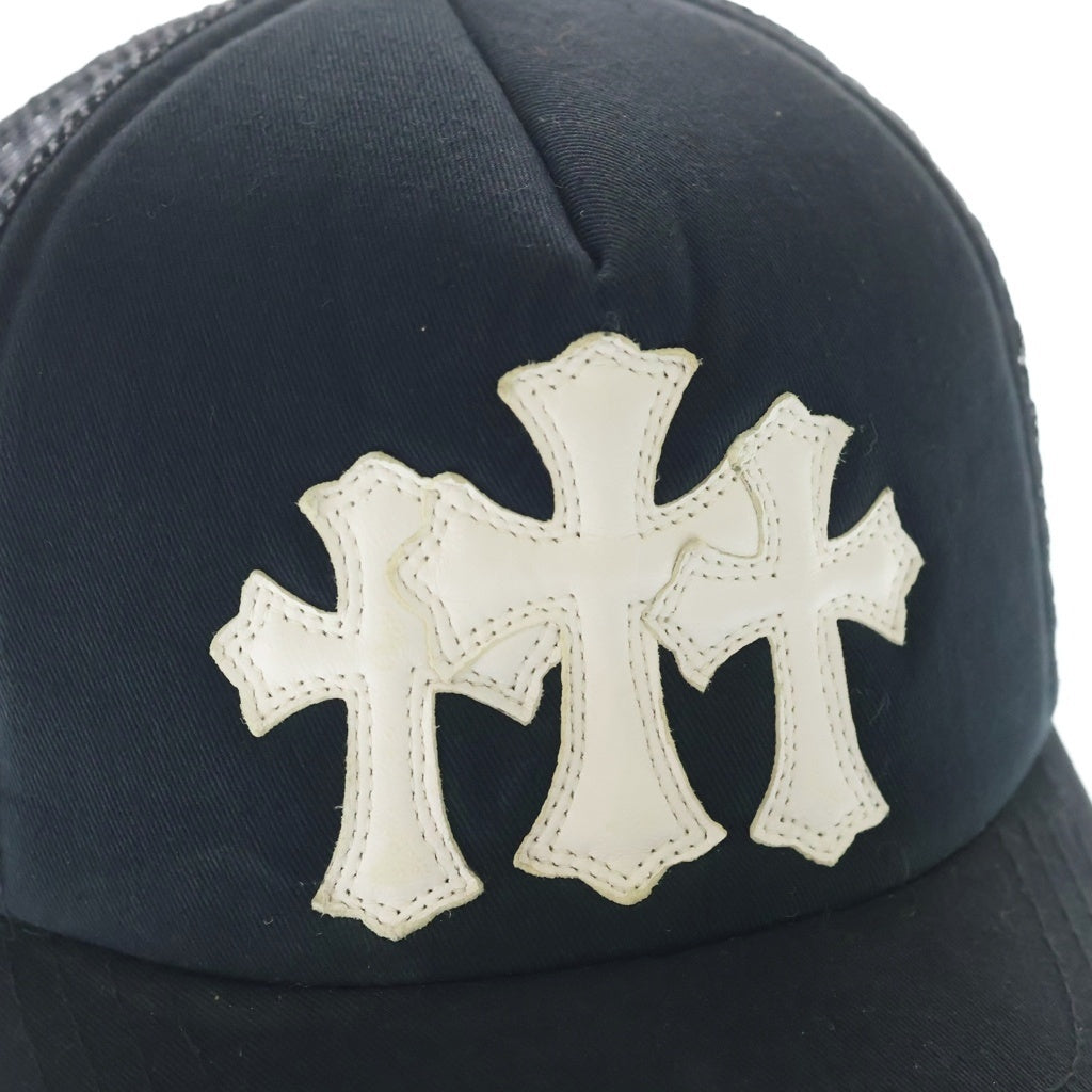 CHROME HEARTS(クロムハーツ) TRUCKER CAP トラッカーキャップ 3セメタリーレザーパッチメッシュキャップ 帽子 ブラック/ホワイト