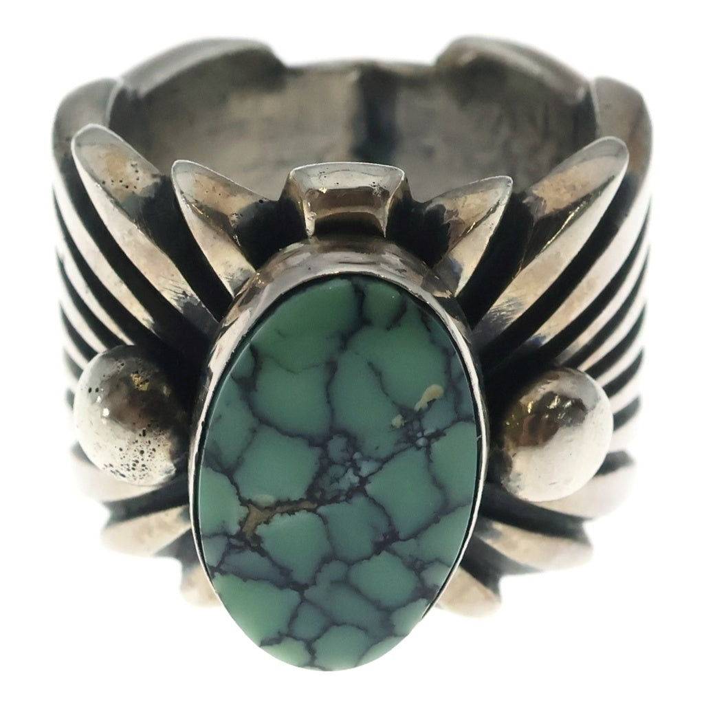INDIAN JEWELRY(インディアンジュエリー) ナバホ族 Aaron Anderson アーロン・アンダーソン作 ターコイズ付きリング シルバー