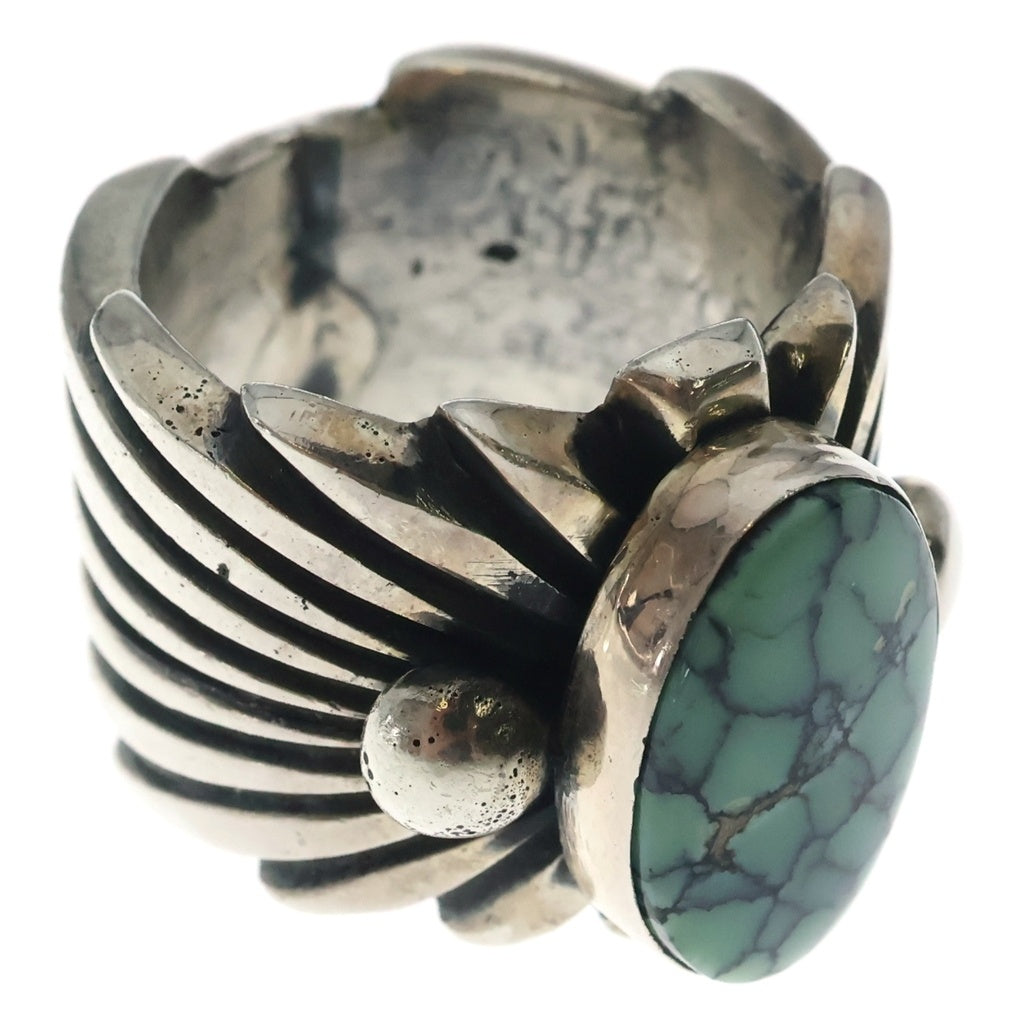 INDIAN JEWELRY(インディアンジュエリー) ナバホ族 Aaron Anderson アーロン・アンダーソン作 ターコイズ付きリング シルバー