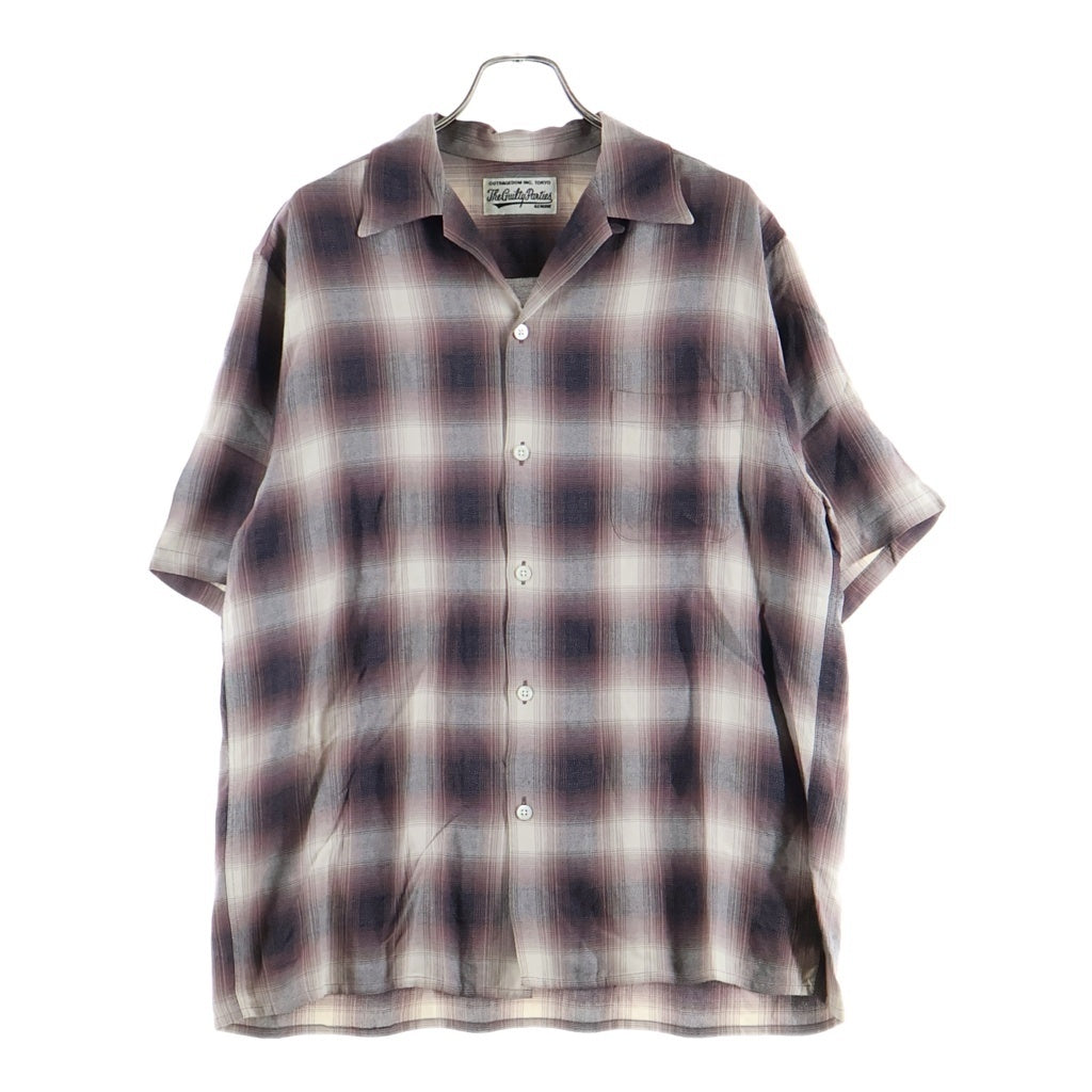 WACKO MARIA(ワコマリア) 24SS OMBRECHECK OPENCOLLOR SHIRT S/S オンブレチェック オープンカラー半袖シャツ ブラウン/ピンク ‐