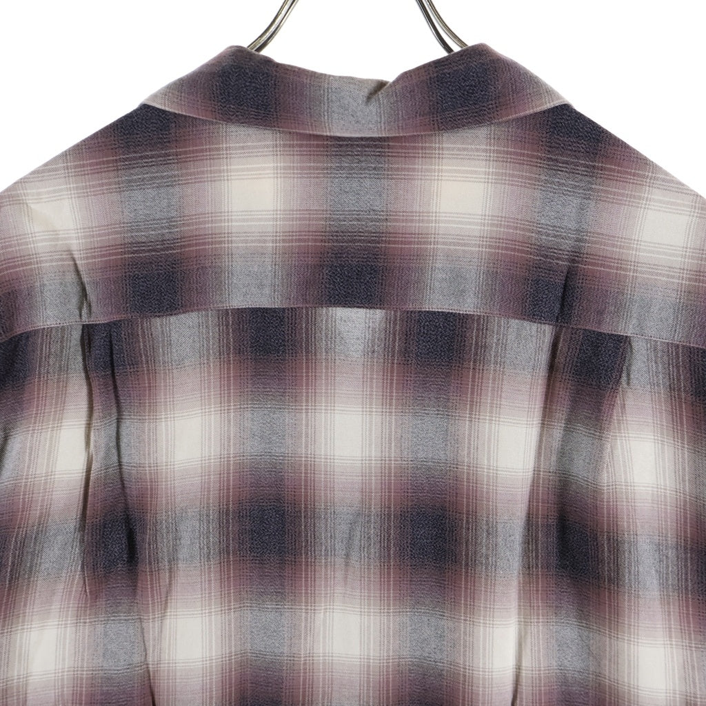 WACKO MARIA(ワコマリア) 24SS OMBRECHECK OPENCOLLOR SHIRT S/S オンブレチェック オープンカラー半袖シャツ ブラウン/ピンク ‐