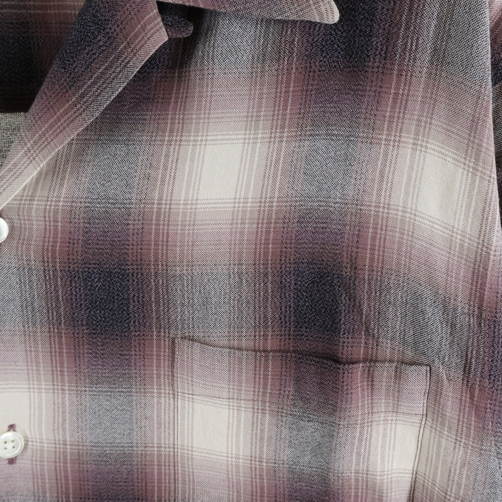 WACKO MARIA(ワコマリア) 24SS OMBRECHECK OPENCOLLOR SHIRT S/S オンブレチェック オープンカラー半袖シャツ ブラウン/ピンク ‐