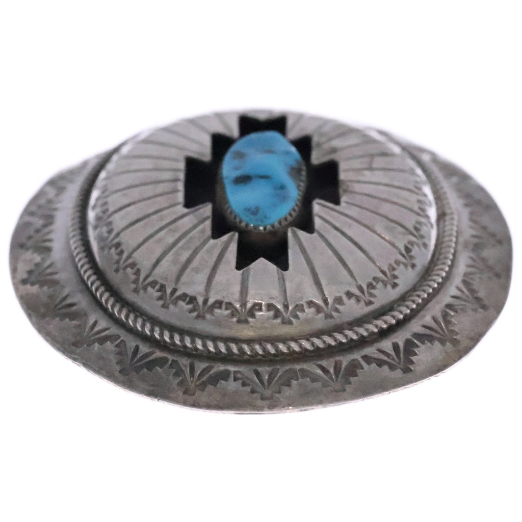 INDIAN JEWELRY(インディアンジュエリー) ナバホ族 W.M ウィルバー・マスケット作 ターコイズ付きバックル シルバー