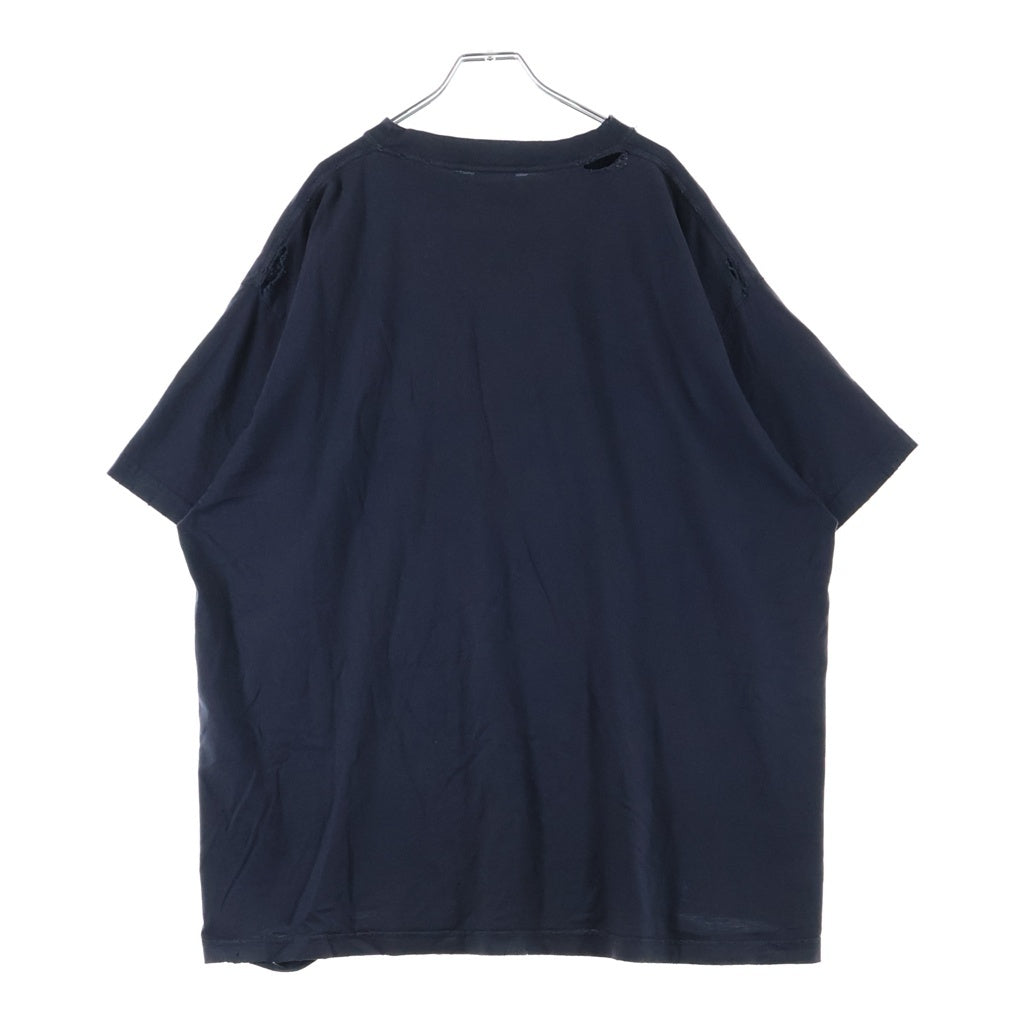 BALENCIAGA(バレンシアガ) 25SS Fashion Designer T-Shirt ヴィンテージラメ加工オーバーサイズプリント半袖Tシャツ 831305 TSVC5 ブラック