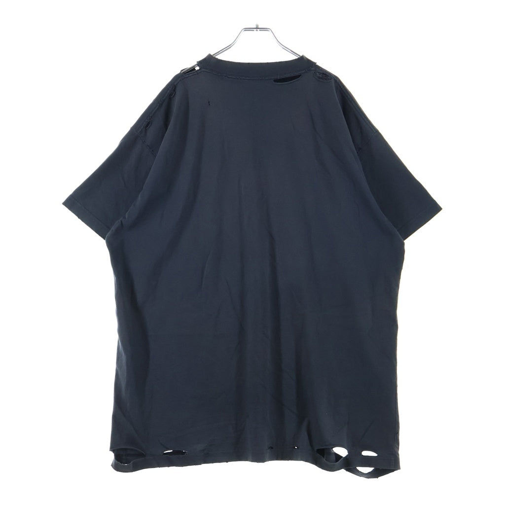 BALENCIAGA(バレンシアガ) 24AW PRANET EARTH OVERSIZED T-SHIRT プラネットアース ダメージ加工オーバーサイズ半袖Tシャツ 787349 TRVC9 ブラック