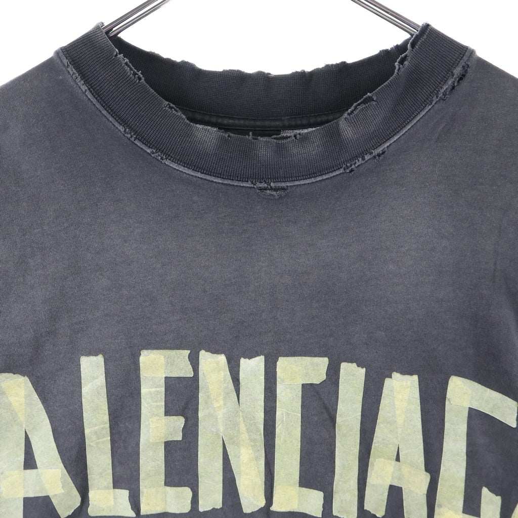 BALENCIAGA(バレンシアガ) 23SS TAPE TYPE TR T-SHIRT テープロゴオーバーサイズ半袖Tシャツ 739784 TOVA9 ブラック