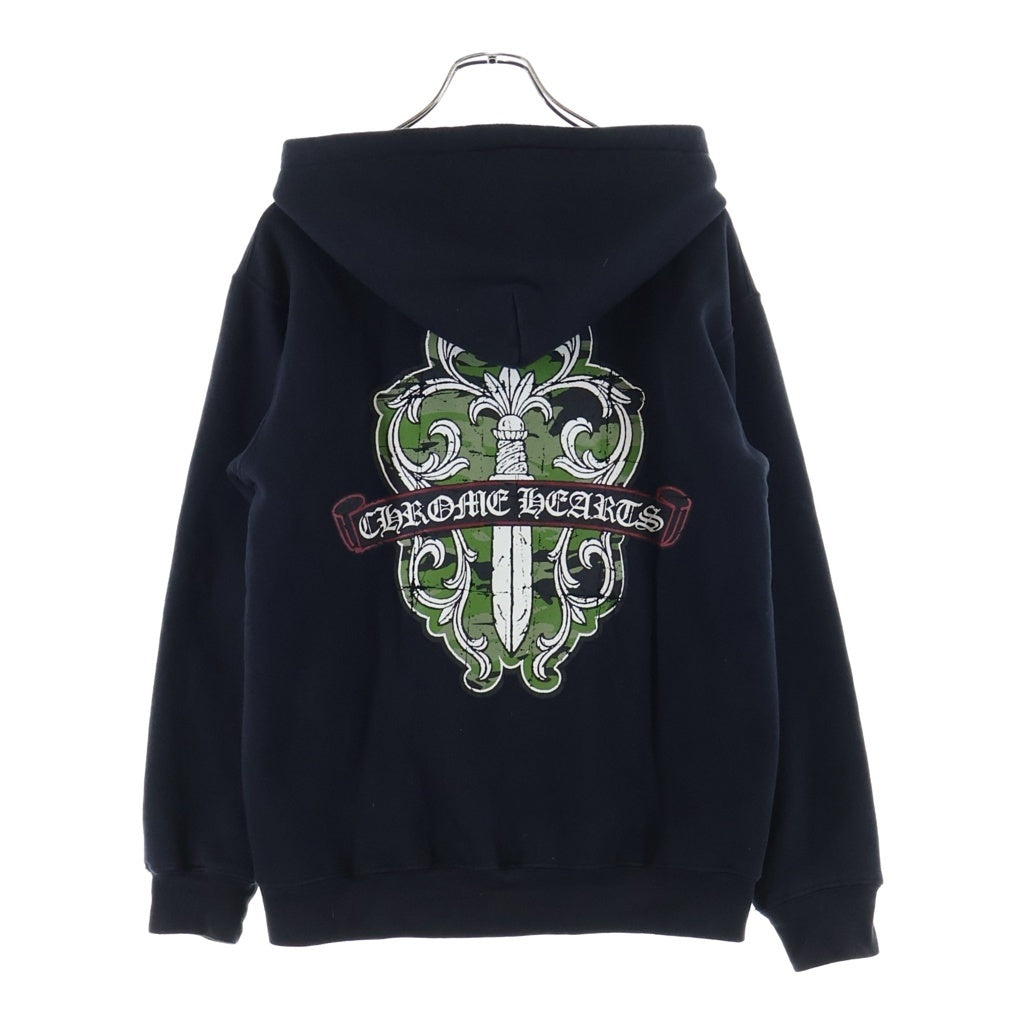CHROME HEARTS(クロムハーツ) OLD Vine Dagger Zip Hoodie オールド カモフラヴァインダガー 裏地サーマルジップフーディーパーカー ブラック