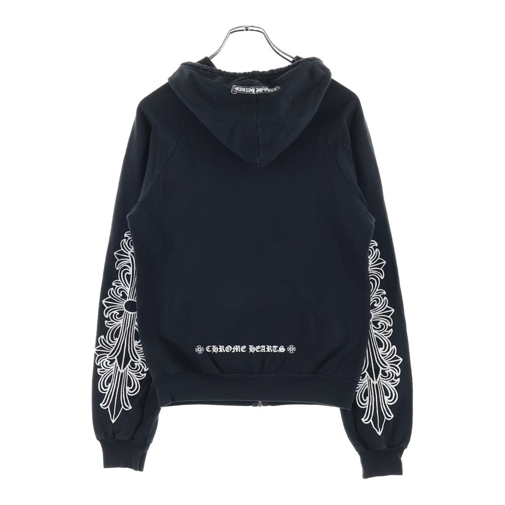 CHROME HEARTS(クロムハーツ) OLD SWTSHRT HD ZIP オールド 袖フローラルジップアップフーディーパーカー ブラック