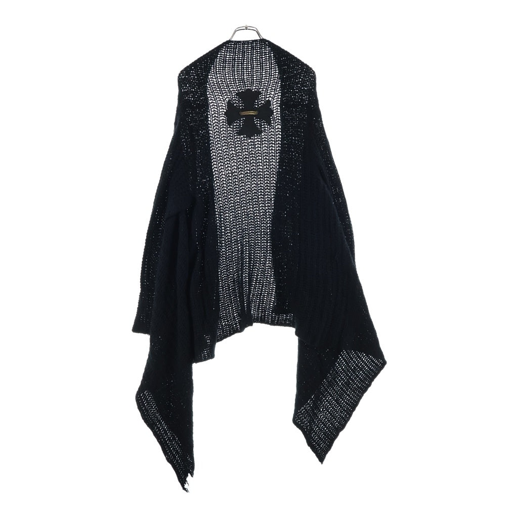 CHROME HEARTS(クロムハーツ) レザーCHプラスパッチ カシミヤ混モヘアロングカーディガン ブラック