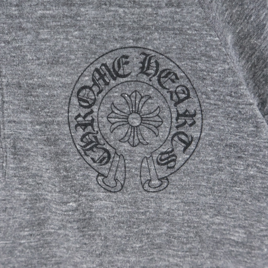 CHROME HEARTS(クロムハーツ) ホースシューフローラルクロスプリント ヘンリーネック七分袖Tシャツ カットソー グレー