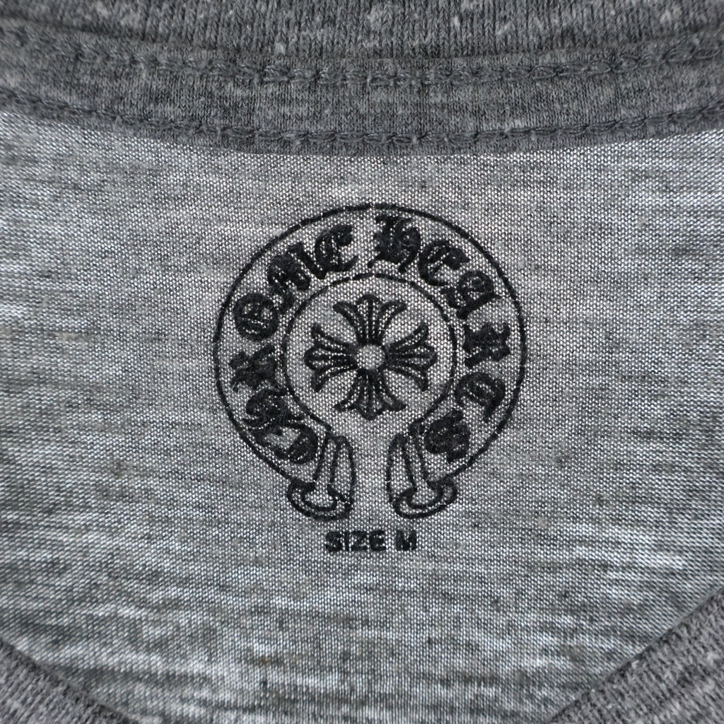 CHROME HEARTS(クロムハーツ) アメリカンフラッグバックプリント Vネック半袖Tシャツ カットソー グレー