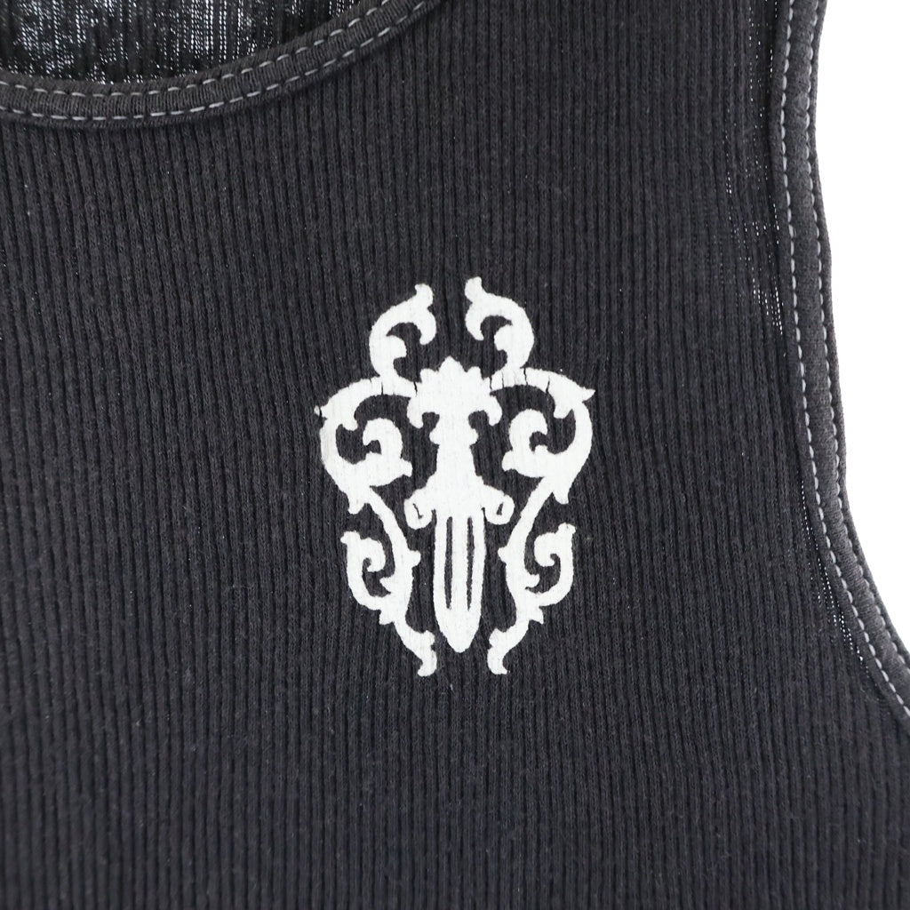 CHROME HEARTS(クロムハーツ) OLD FUCK YOU TOKYO ヴァインダガー ホースシュープリントタンクトップ ノースリーブ ブラック